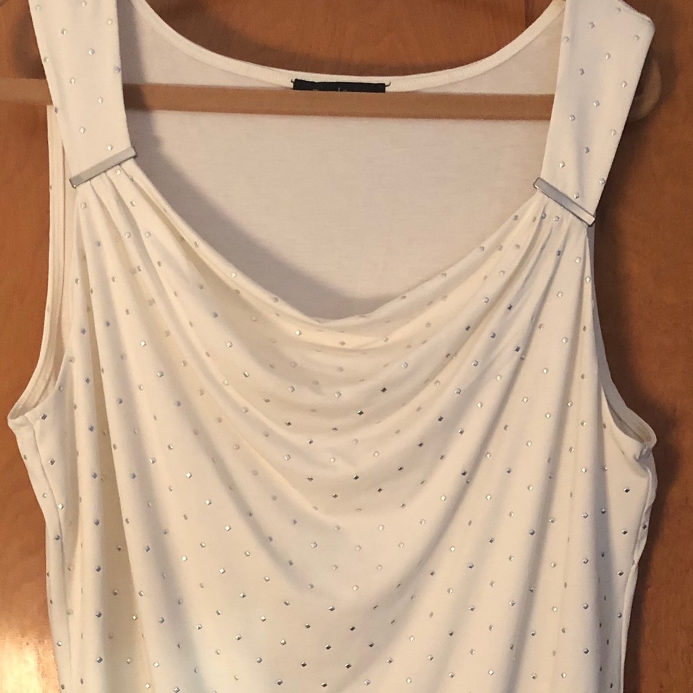 White House Black Market white studded top XL